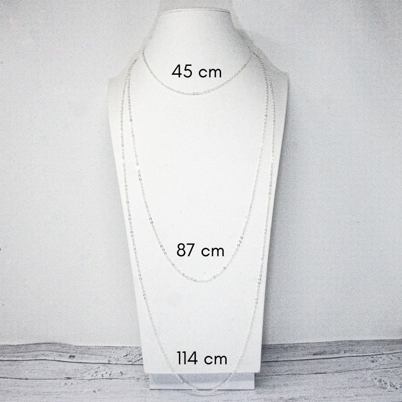 Chaîne perlée plaquée or / cristal blanc 114cm