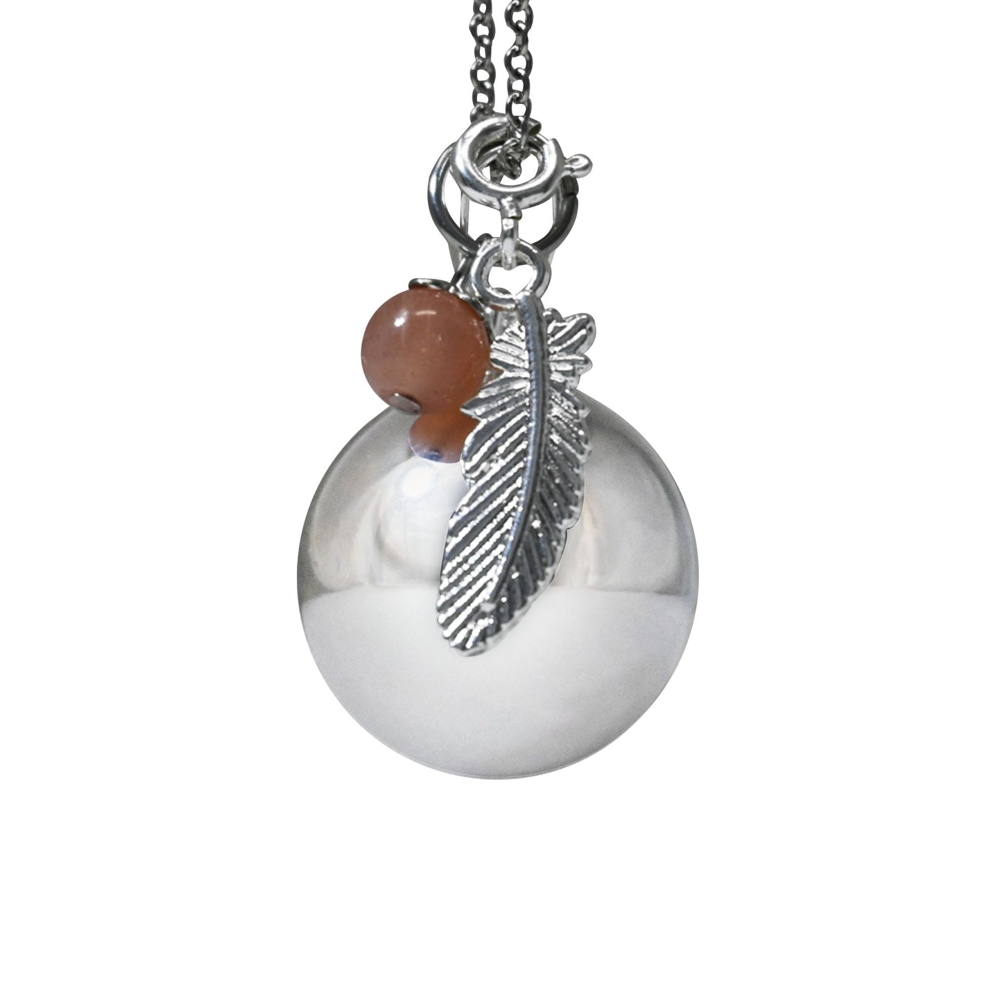 Bola de Grossesse SHANA - Pierre du soleil et pendentif plume indienne