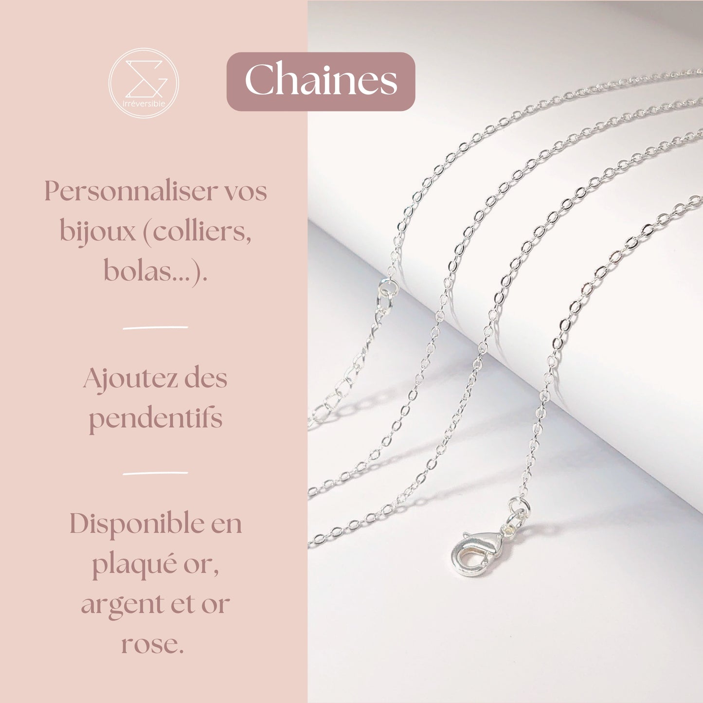 Chaîne maille serpent plaquée argent 114cm