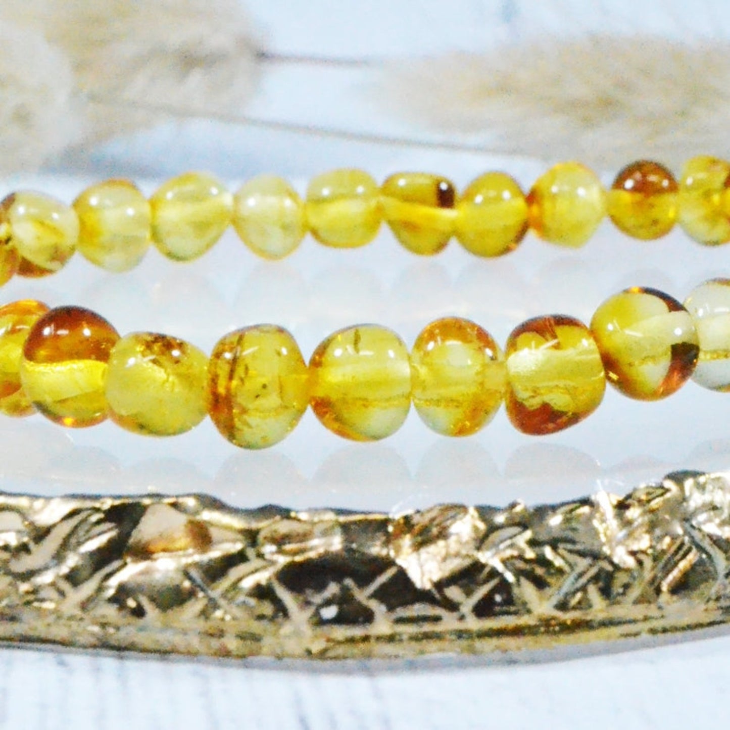 Box bracelet adulte 19cm et collier 32cm en Ambre
