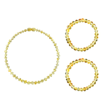 Box collier 32cm et 2 bracelets Adulte 19cm en ambre