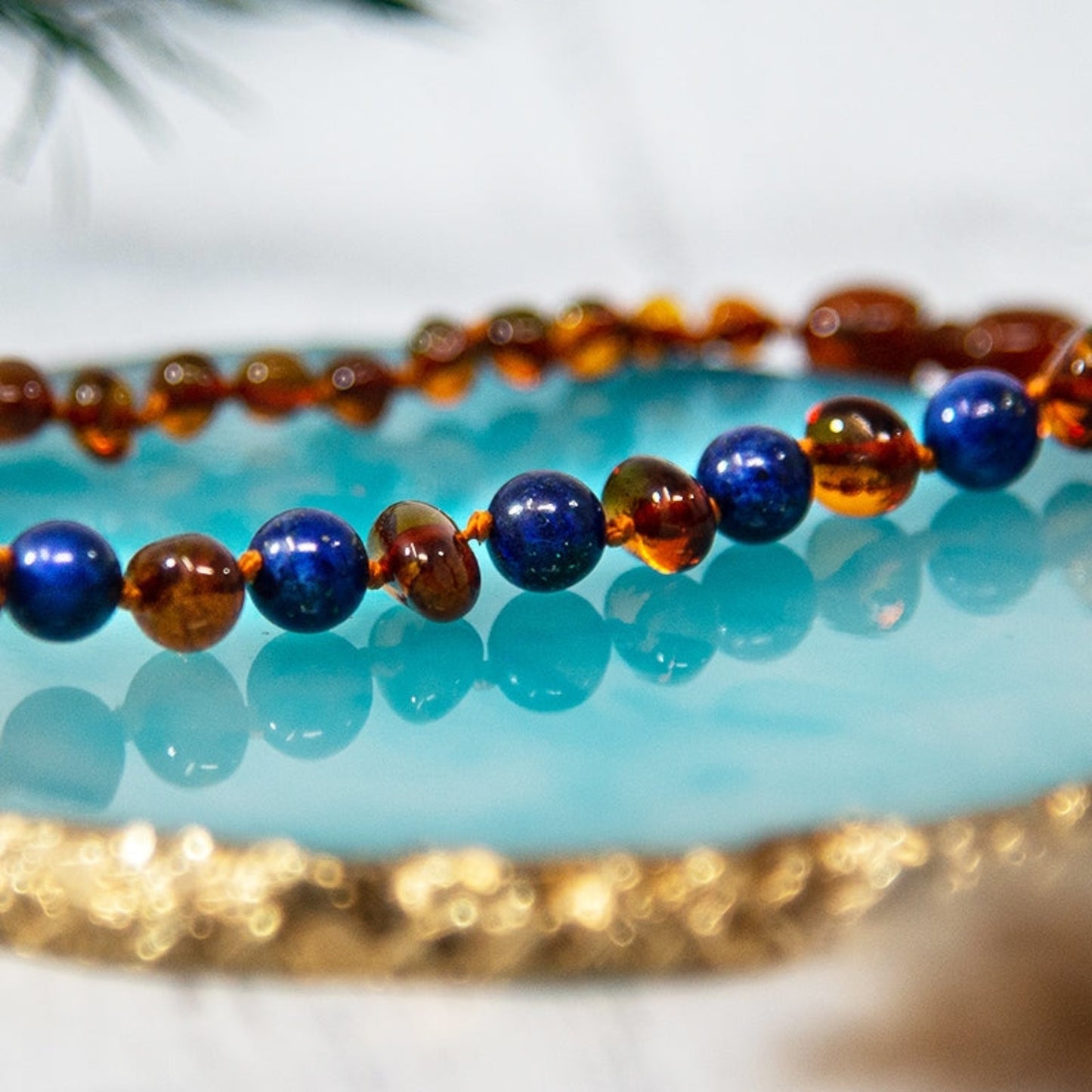 Box bracelet adulte 19cm / collier 32cm et bracelet 14cm - Ambre et pierres naturelles