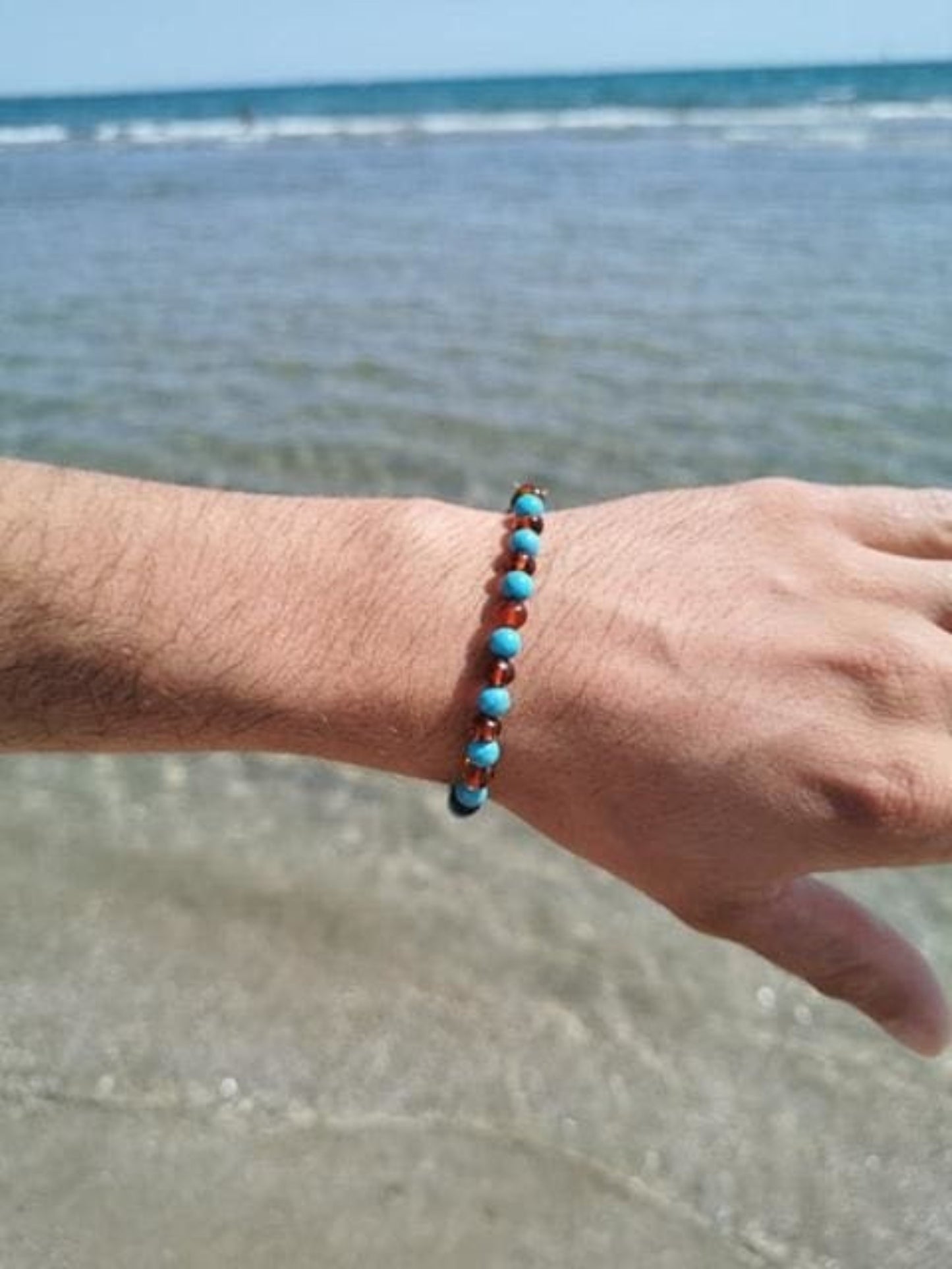 Box bracelet adulte 19cm et collier 32cm - Ambre et pierres naturelles