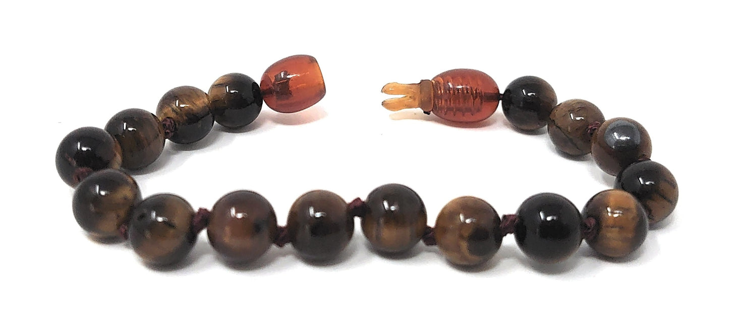 Bracelet Bébé - Pierres Naturelles: Oeil de Tigre Marron Bracelet Bébé Apaiser, Bijoux, Bijoux Bébé, Bracelet,