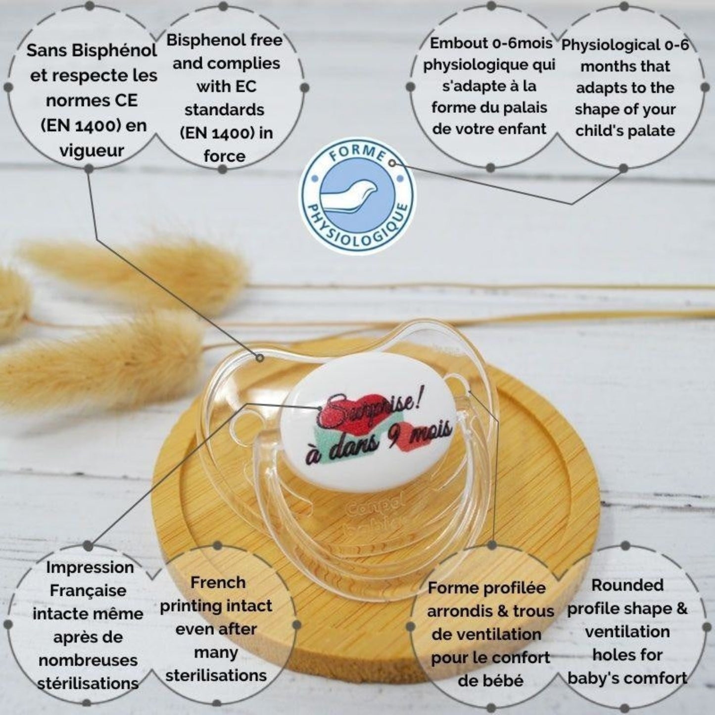 Sucette Surprise! à dans 9 Mois 0-6 Mois / Physiologique / Transparent Tétines Personnalisables Baby, Bebe, France, Idée Cadeau, Maman