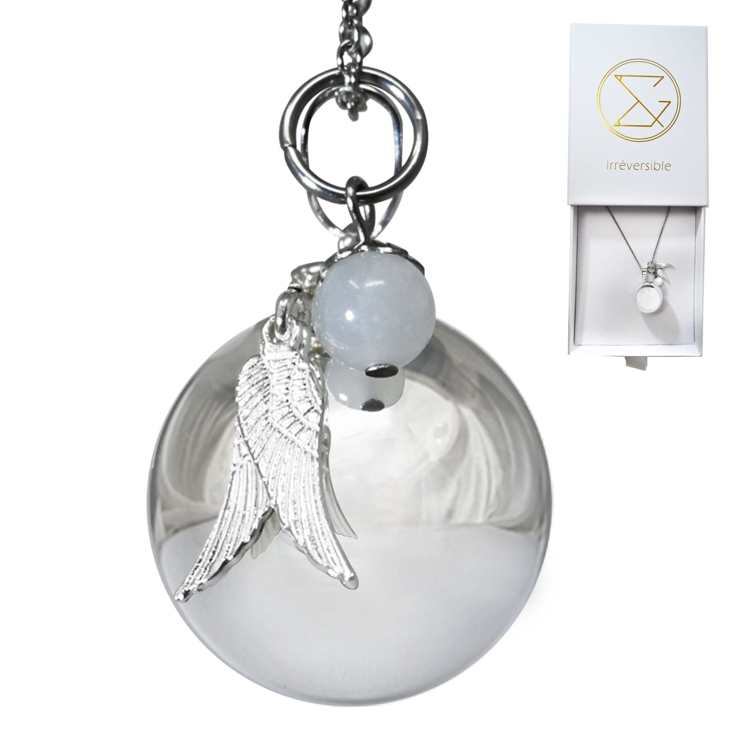 Bola de Grossesse CELESTE - Pierre de lune et pendentif ailes d'ange