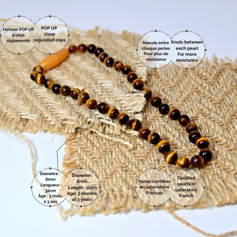 Copie de Collier Bébé - Pierres Naturelles: œil Du Tigre Marron Collier Bébé Apaiser, Bijou Bébé, Oeil Tigre, Bijoux,
