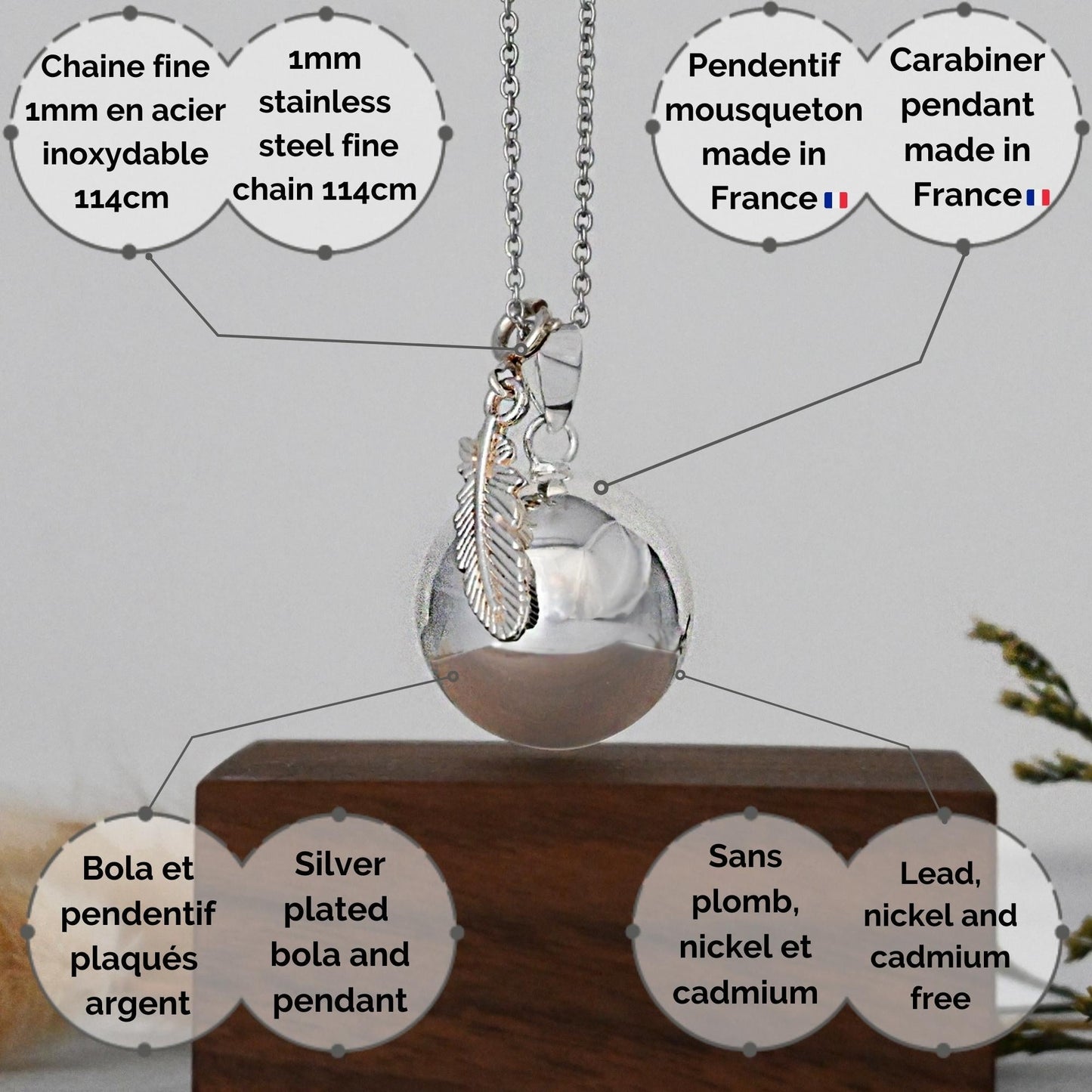 Bola de Grossesse - India Colliers Bola 100% Plaqué Argent, Bijou, Bijoux Maman, Bola, Grossesse