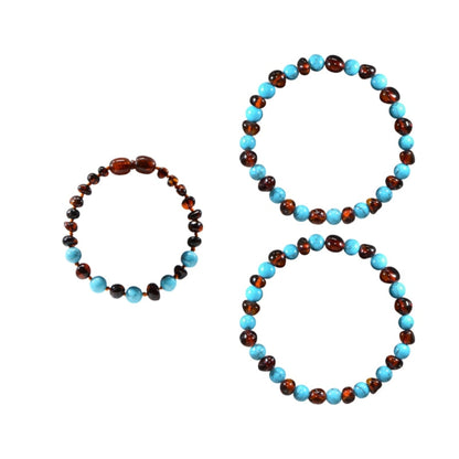 Box bracelet 14cm et 2 bracelets adulte 19cm - Ambre et pierres naturelles