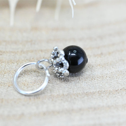 PENDENTIF PERLE PIERRE NATURELLE - OBSIDIENNE   **DESTOCK**