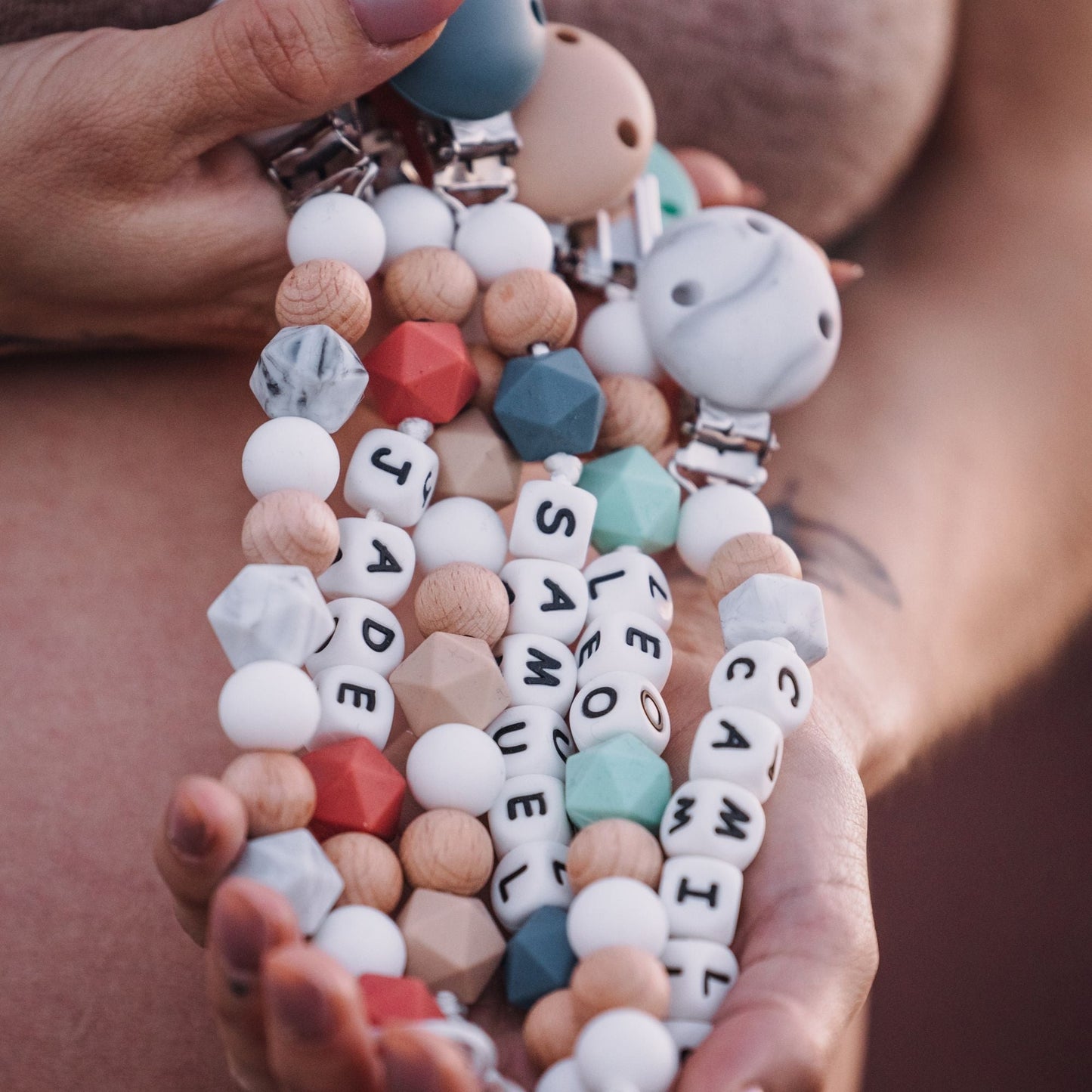 Clipe de chupeta personalizado com o primeiro nome Rouille