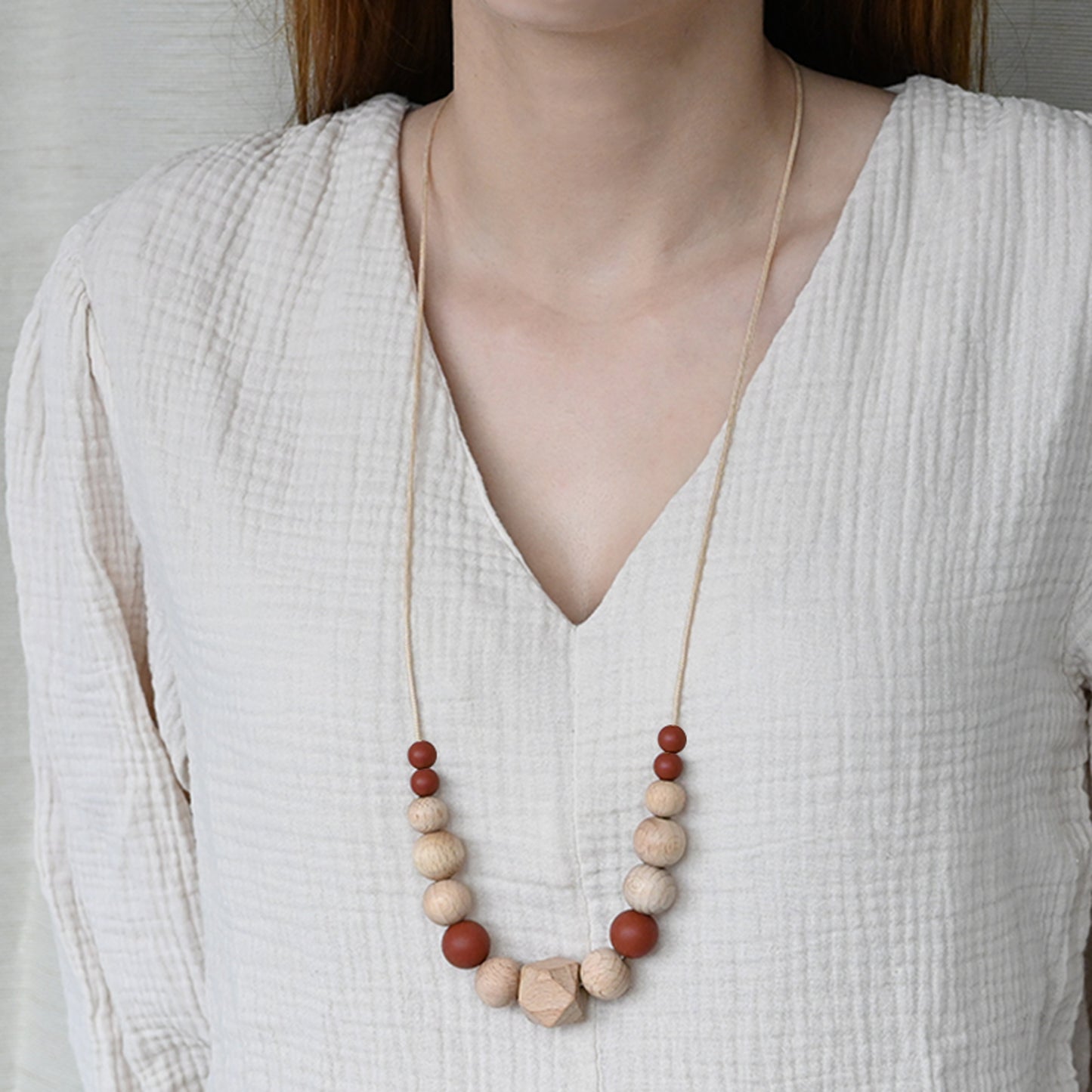 Collier d'allaitement et de portage- Bois et Rouille