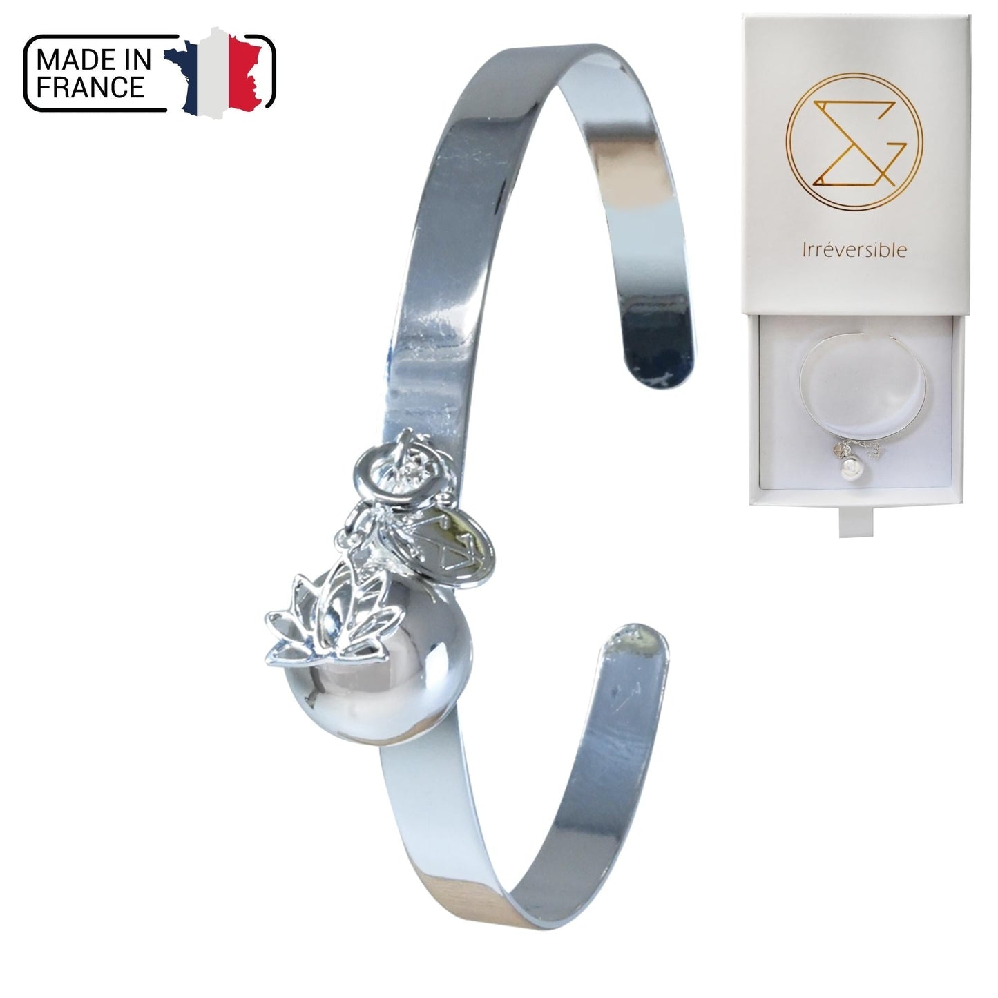 Bracelet Bola de Grossesse - Made In France - Camille Bracelet Bola 100% Plaqué Argent, Argent 10 Micron, Bille Bola, Bracelet, Adulte