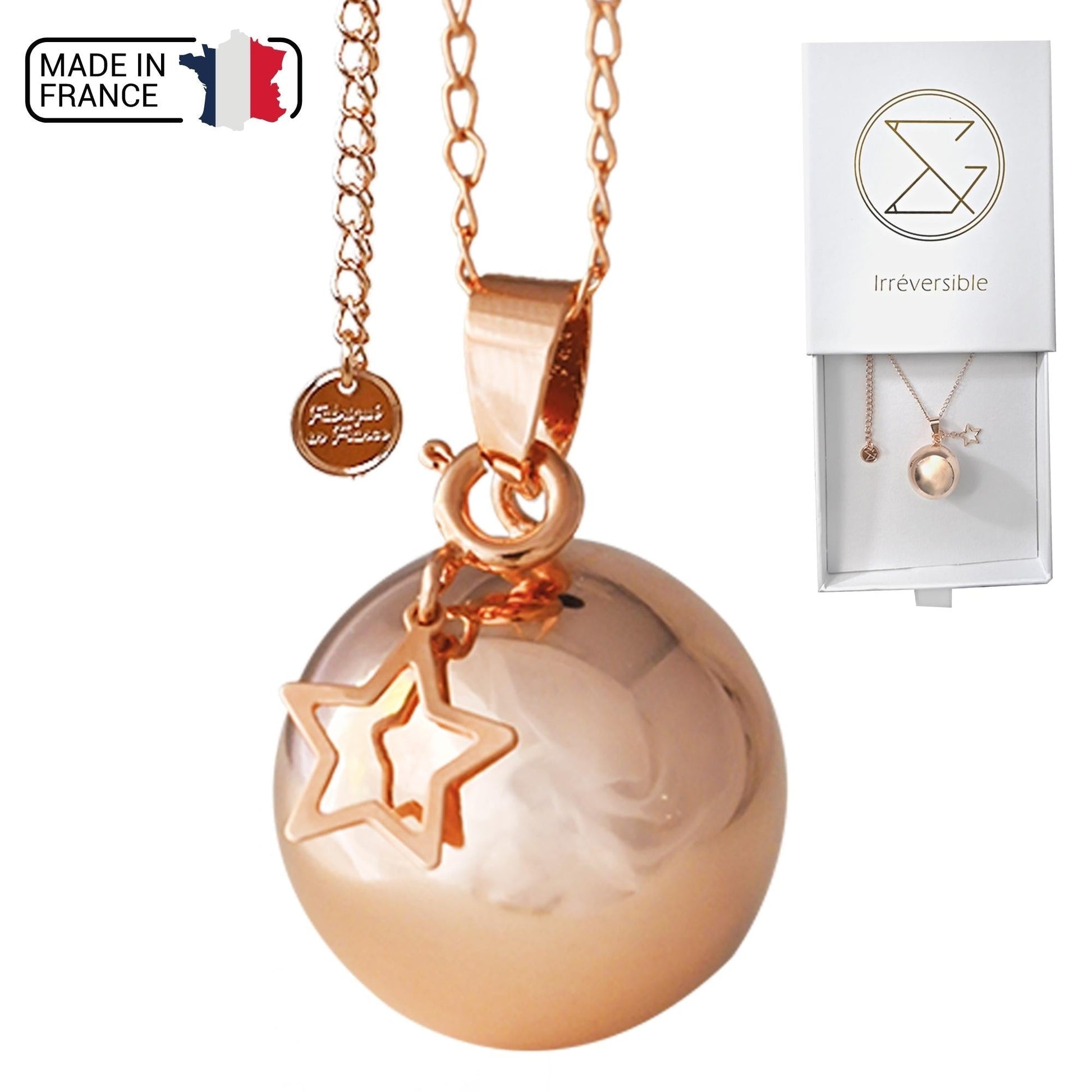 Bola de grossesse en plaqué or avec quartz rose Idée cadeau future maman l  Collier de grossesse pour femme enceinte l cadeau personnalisé -  France