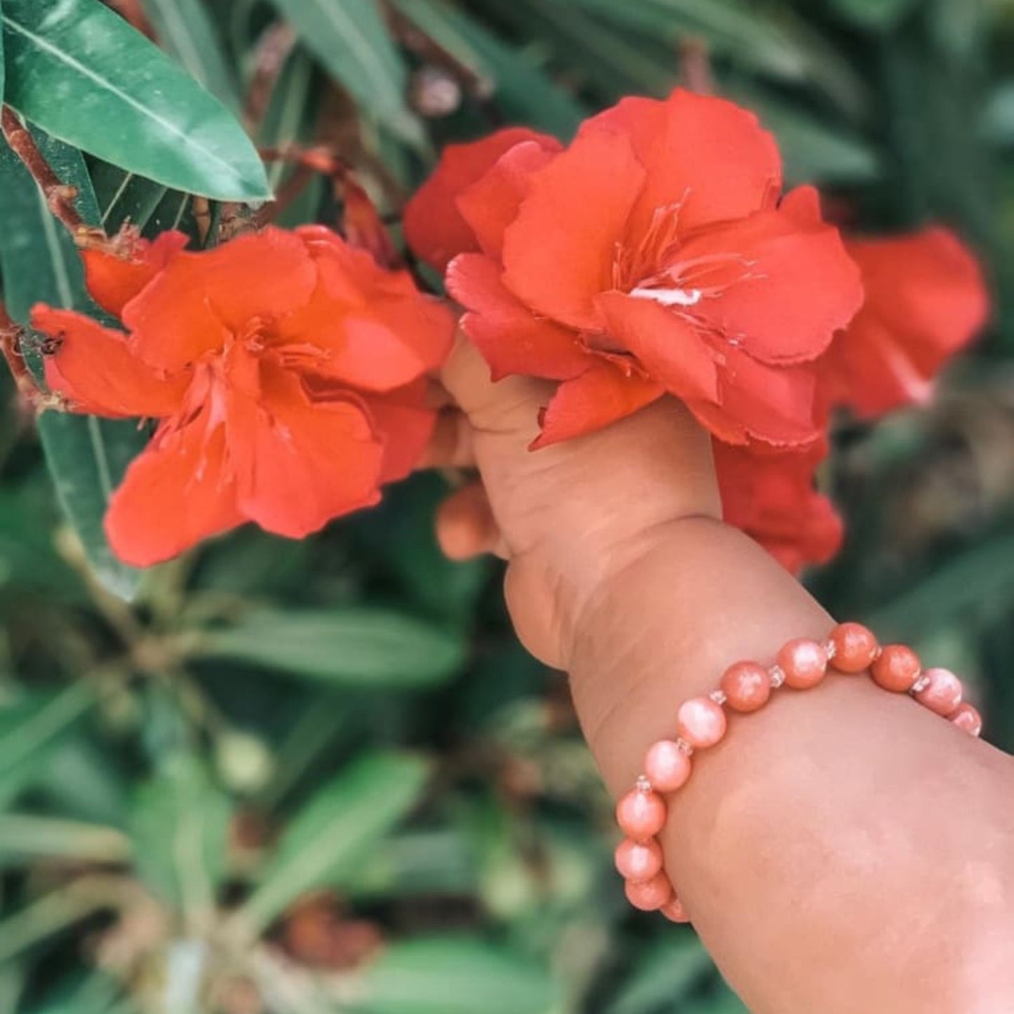 Bracelet bébé - Pierres naturelles : Quartz rose teintée